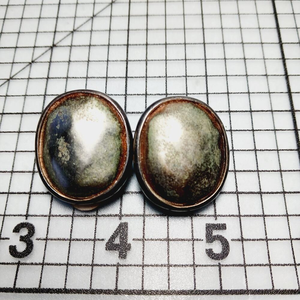 Earrings Clip VTG 80s Norma Jean Designs NJD Brushed Gold Tone Oval Classic Glam